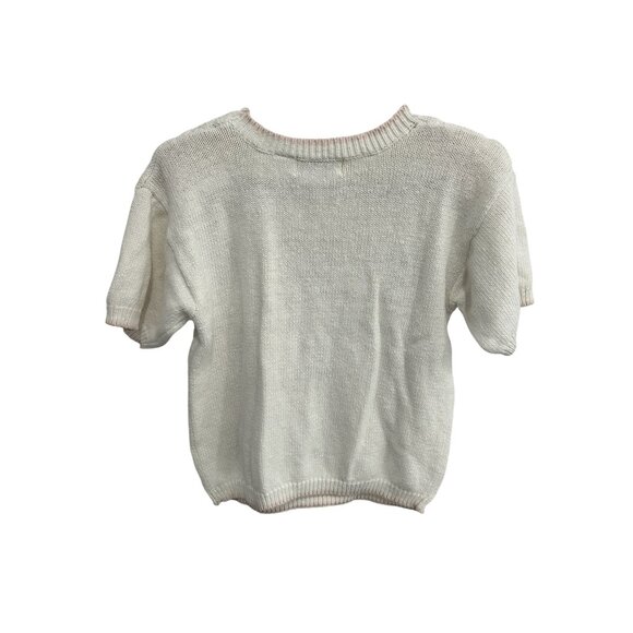 Vintage Shenanigans Floral Embroidered Cable Knit Sweater White Pink Sz Small - Picture 2 of 10